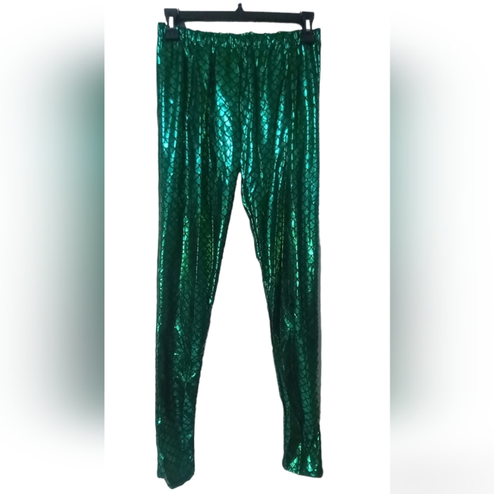 Emerald Mermaid Print Polyester Leggings Small
